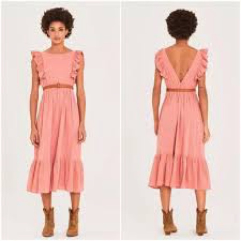 Ba&sh Joyce Cotton Rose Midi Dress Size XS